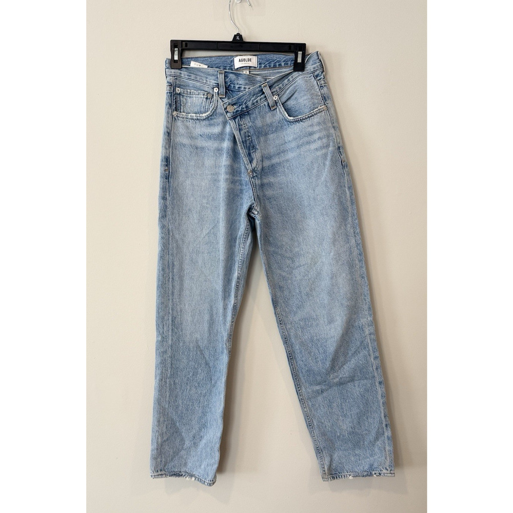 Agolde Criss Cross Upsized Jean High Rise Cross Front Straight Leg Size 25 2661 - Picture 4 of 12